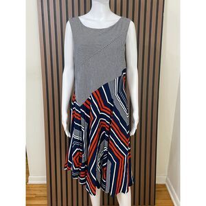 Anthropologie Maeve Cameron Women's L Blue Dress Fit & Flare Asymmetrical Hem